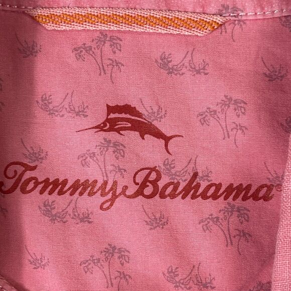 Tommy Bahama Shirt Adult Large Pink Linen‎ Hawaiian Pocket Beach Mens - Picture 8 of 13
